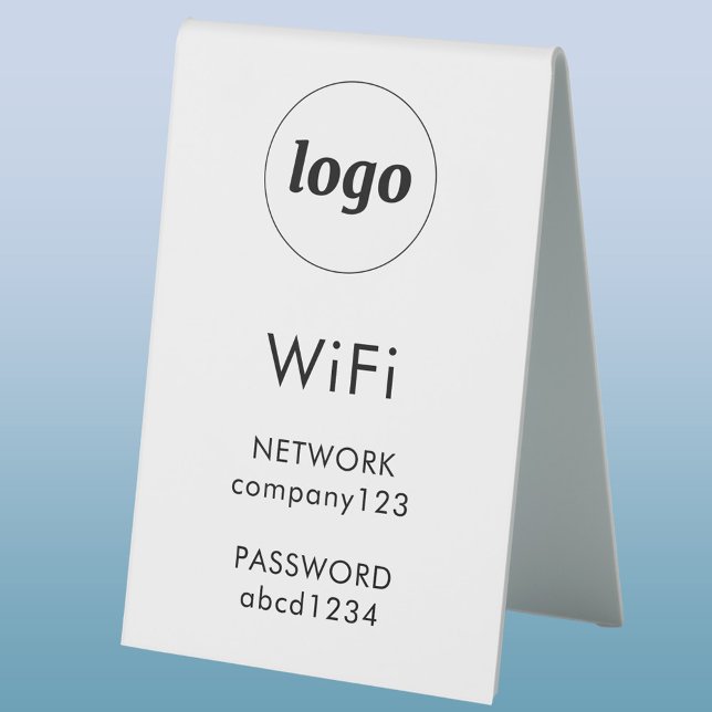 Plaque De Table Logo de code WiFi pour les entreprises Internet (Simple logo business branding promotional Wifi internet code network password table tent sign)