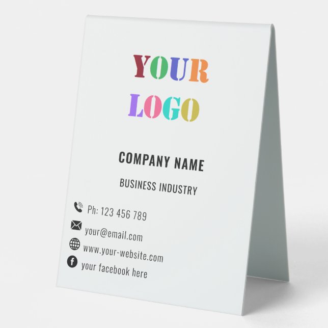 Plaque De Table Logo de l'entreprise personnalisée Texte Table d'a (Recto)