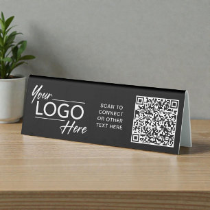 Plaque De Table Logo de société moderne Code QR Noir
