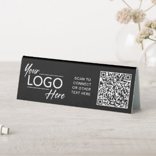 Plaque De Table Logo de société moderne Code QR Noir