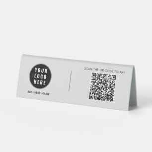Plaque De Table Logo d'entreprise Code QR moderne personnalisé