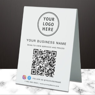 Plaque De Table Logo d'entreprise QR Code Médias sociaux