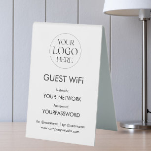 Plaque De Table Logo d'entreprise Wifi Réseau Mot de passe Simple 