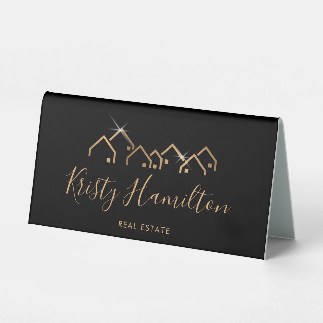 Plaque De Table logo maison immobilier professionnel moderne (Recto)