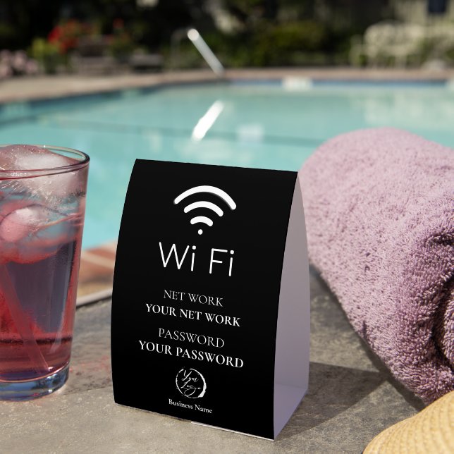 Plaque De Table Logo Minimalist Wifi QR Code | Network Password (InVersositu (sur table))