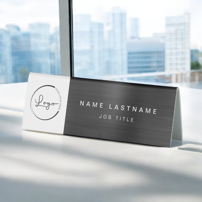 Plaque De Table Logo personnalisé Black Metallic Professional (Créateur téléchargé)