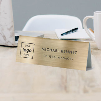 Plaque De Table Logo personnalisé en métal doré faux professionnel