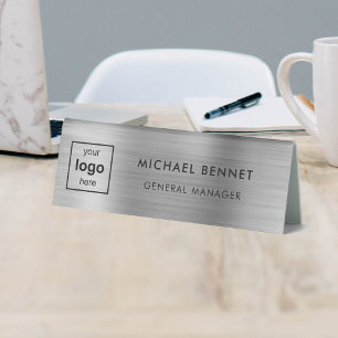 Plaque De Table Logo personnalisé gris argenté professionnel d'ent