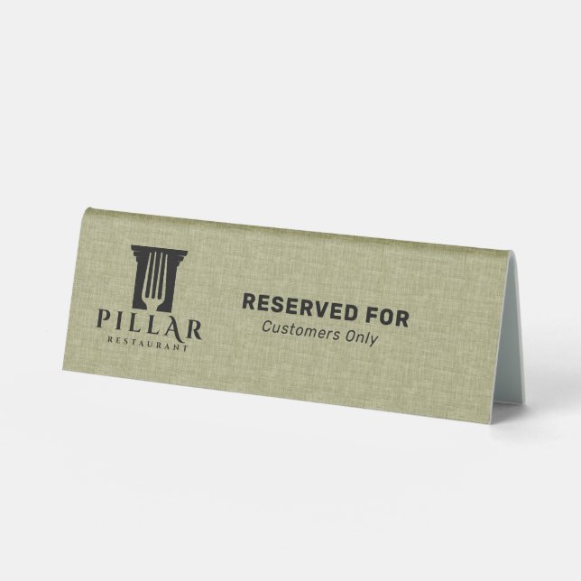 Plaque De Table Logo personnalisé Sage Green Linen (Recto)