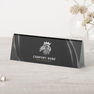 Plaque De Table Logo Professionnel Élégant Lion Argent