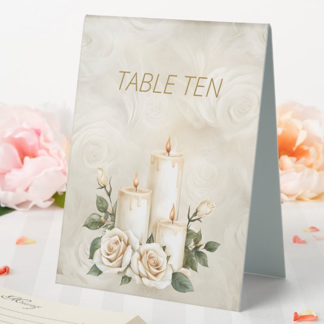 Plaque De Table Lumière aux chandelles or et blanc (In SItu (Mariage))