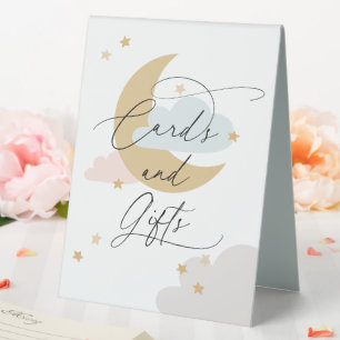 Plaque De Table Lune et étoiles Cartes et cadeaux Signer coloré