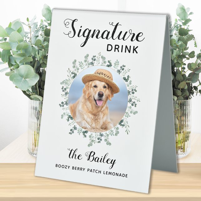 Plaque De Table Mariage animal Signature Boire barre de chien Phot (Créateur téléchargé)