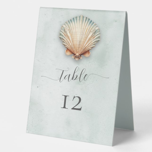Plaque De Table Mariage aquatique moderne Coastal Seashell (Recto)