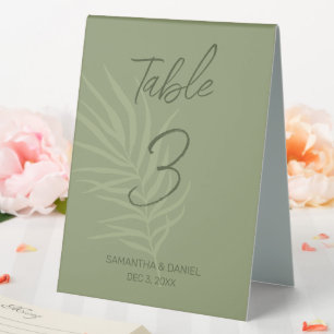 Plaque De Table Mariage Bohème Vert Sauge