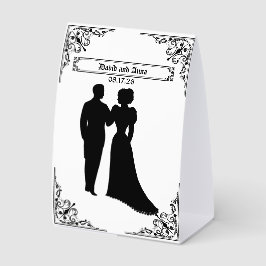 Plaque De Table Mariage Classique Silhouette Noire Feuille d'Alumi