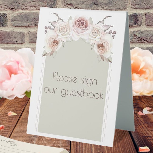 Plaque De Table Mariage d'arc Rose de Bohême (Bohemian Rose Arch Wedding Table Tent Sign)