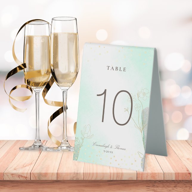 Plaque De Table Mariage de Parties scintillant végétale verte à la (Créateur téléchargé)