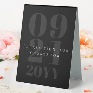 Plaque De Table Mariage de type Gras minimaliste noir