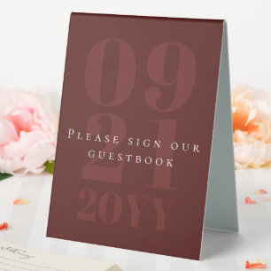 Plaque De Table Mariage de type gras minimaliste rouge