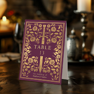 Plaque De Table Mariage d'épée médiévale Mauve