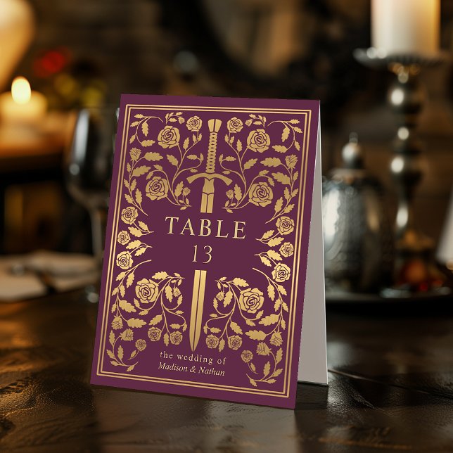 Plaque De Table Mariage d'épée médiévale Mauve (Créateur téléchargé)