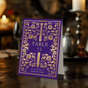 Plaque De Table Mariage d'épée médiévale violette
