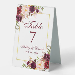 Plaque De Table Mariage d'or de la Bourgogne florale