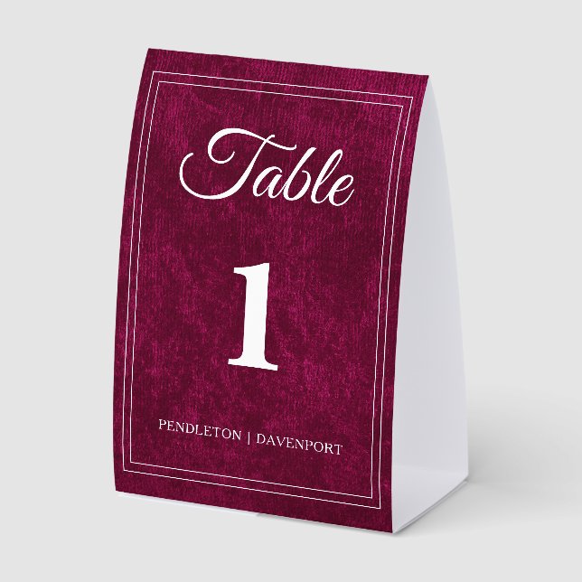 Plaque De Table Mariage Élégant Classique aux Baies de Bourgogne (Recto)
