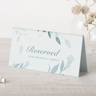 Plaque De Table Mariage Floral Bleu Poussiéreux Élégant Eucalyptus