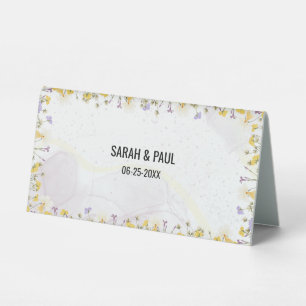 Plaque De Table Mariage Floral de Lavande et de Jaune Fleur Sauvag