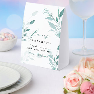 Plaque De Table Mariage floral élégant poussiéreux bleu eucalyptus