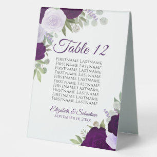 Plaque De Table Mariage Floral pourpre Numéro du tableau
