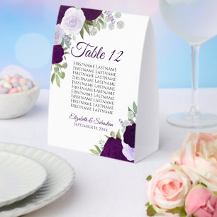 Plaque De Table Mariage Floral pourpre Numéro du tableau