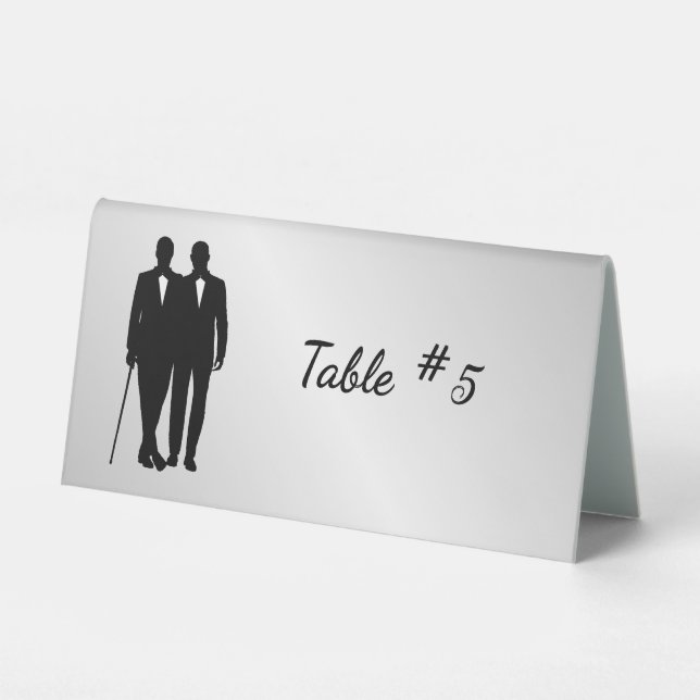 Plaque De Table Mariage gris argenté avec des noms et des dates (Recto)