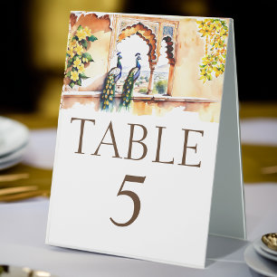 Plaque De Table Mariage indien paon palais Jaipur numéros de table