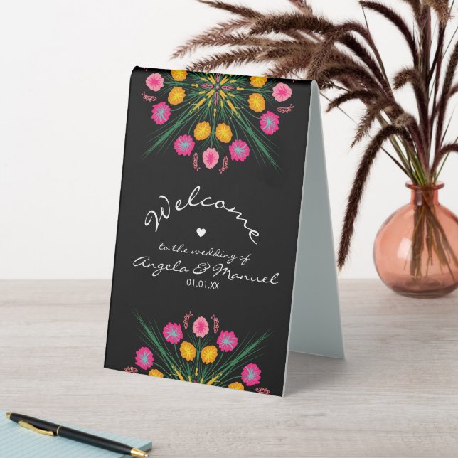 Plaque De Table Mariage mexicain Bienvenue papillon floral (En SItu (Tableau))