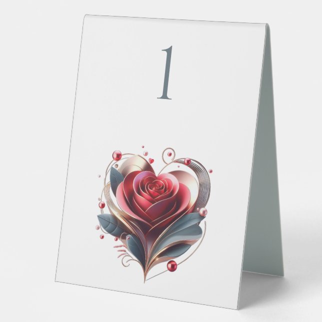 Plaque De Table Mariage Numéro de table - Rose moderne en forme de (Recto)