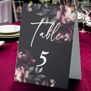 Plaque De Table Mariage personnalisable vaisselle noir moody peoni