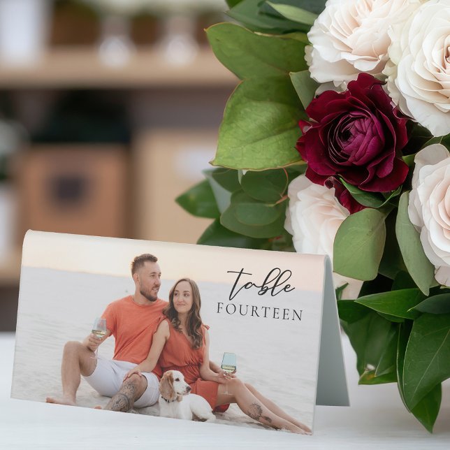 Plaque De Table Mariage photo Chic Couple Numéro de table Carte (Créateur téléchargé)