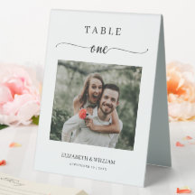 Mariage photo Elegance Script Numéro de table Un