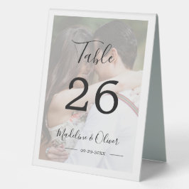 Plaque De Table Mariage Photo Élégant Script Moderne