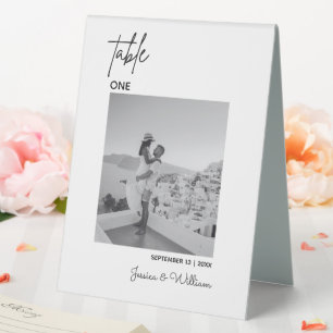 Plaque De Table Mariage photo minimaliste moderne   Carte Numéros 