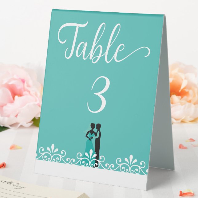 Plaque De Table Mariage Turquoise Blanc Élégant Mariage (In SItu (Mariage))