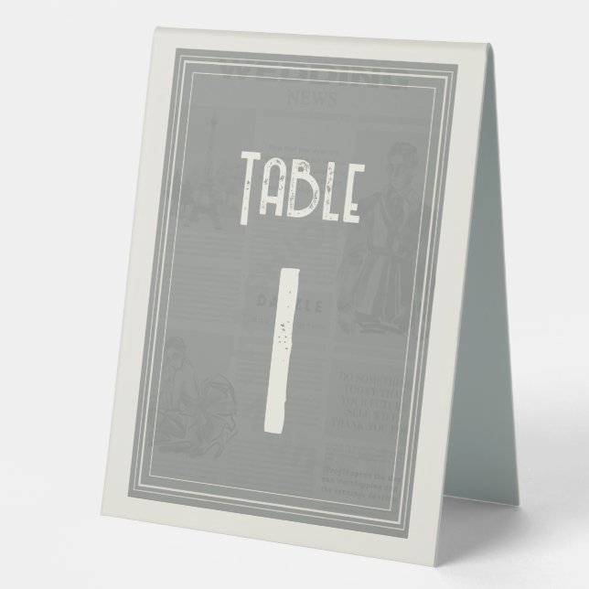 Plaque De Table mariage vintage moderne (Recto)