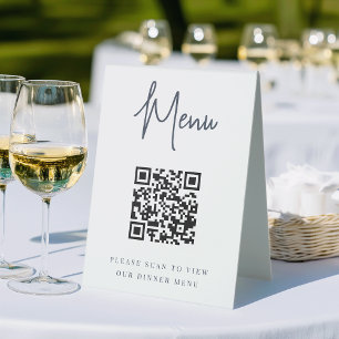 Plaque De Table Marine Menu de code QR de script manuscrit moder