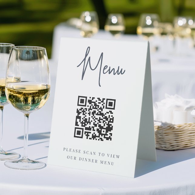 Plaque De Table Marine | Menu de code QR de script manuscrit moder (Créateur téléchargé)
