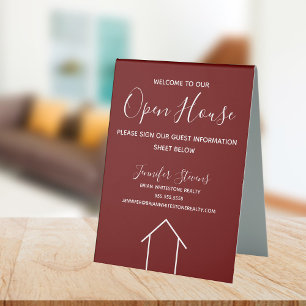 Plaque De Table Maroon Open House Custom Real Estate Company
