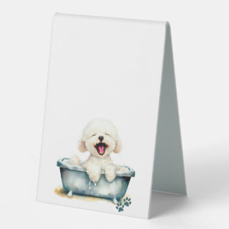 Plaque De Table Menu blanc de chien Bichon Frise