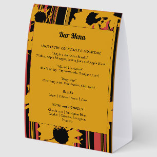 Plaque De Table Menu de bar de mariage rouge or d'été tournesol